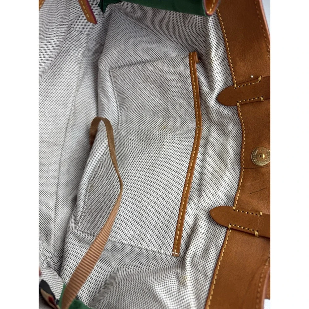 Dooney Bourke Florentine Leather Large Zip Barlow Satchel Handbag Purse Natural